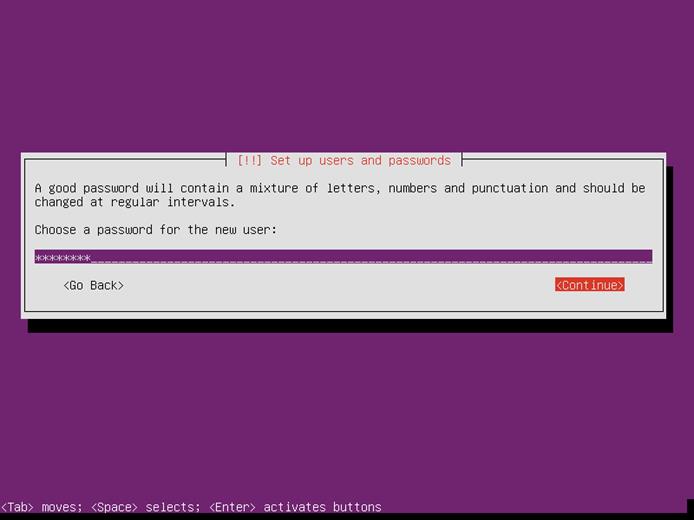 Ubuntu Server 14.04 setup password