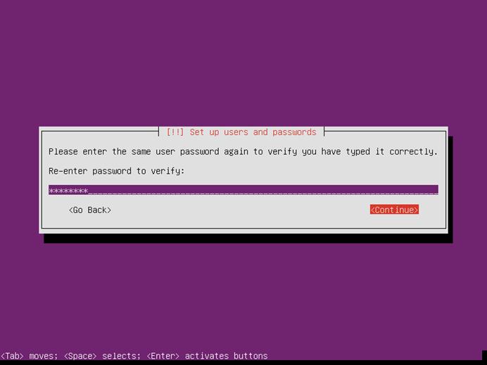 Ubuntu Server 14.04 re-enter password