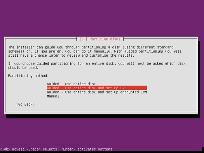Ubuntu Server 14.04 partition disk